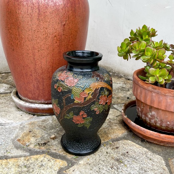 Vintage Large Japanese Tokanabe Ware Vase Pottery Hand Painted Floral Asian - Picture 11 of 11